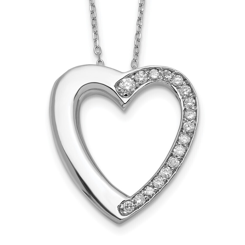 Kazi Luxury Sterling Silver Rhodium-plated CZ Heart Ash Holder 18in Necklace